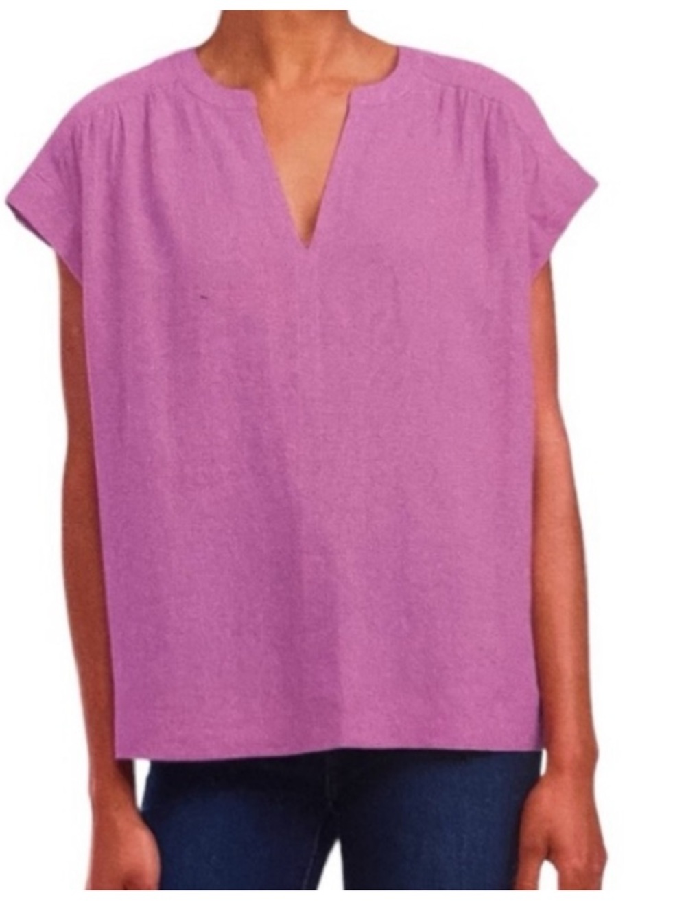 Splendid Women’s Lavender Linen Blend
V-neck Top Short Sleeve Shirt Size Large